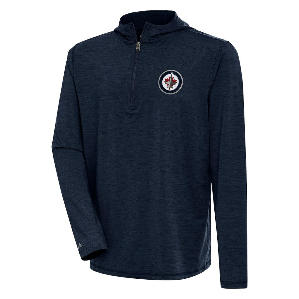 NHL Winnipeg Jets Antigua Tidy Quarter-Zip Pullover Hoodie - Heather Navy