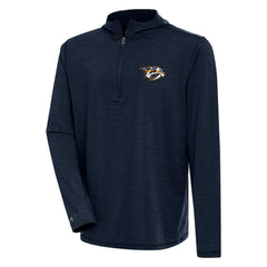 NHL Nashville Predators Antigua Tidy Quarter-Zip Pullover Hoodie - Heather Navy