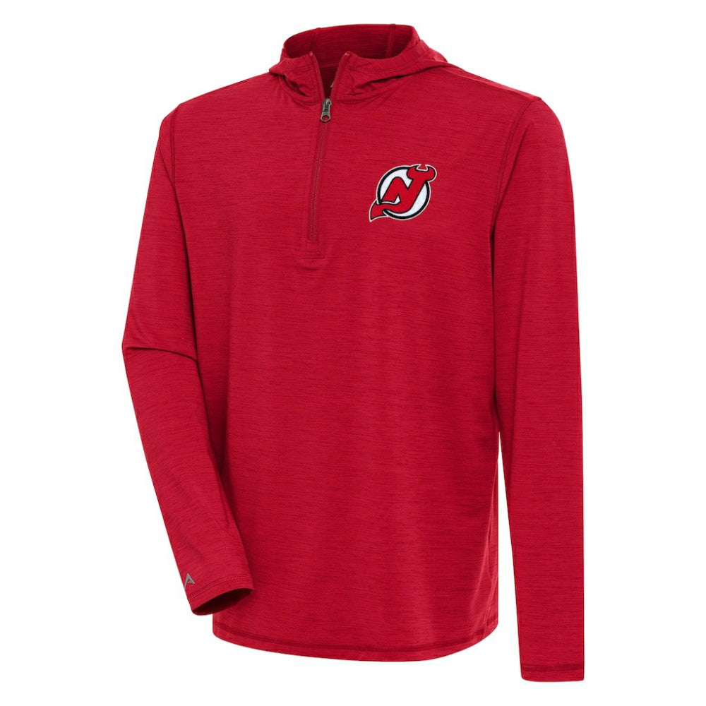 NHL New Jersey Devils Antigua Tidy Quarter-Zip Pullover Hoodie - Heather Red