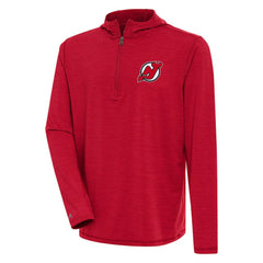 NHL New Jersey Devils Antigua Tidy Quarter-Zip Pullover Hoodie - Heather Red