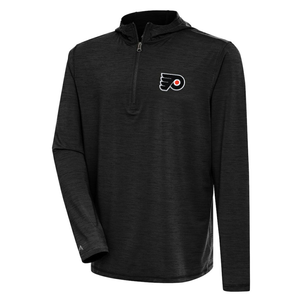 NHL Philadelphia Flyers Antigua Tidy Quarter-Zip Pullover Hoodie - Heather Black