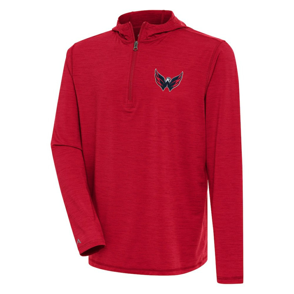 NHL Washington Capitals Antigua Tidy Quarter-Zip Pullover Hoodie - Heather Red