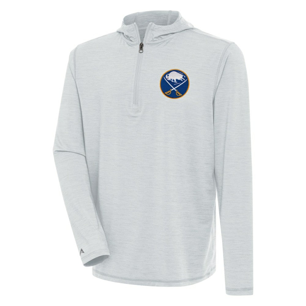 NHL Buffalo Sabres Antigua Tidy Quarter-Zip Pullover Hoodie - Heather Gray