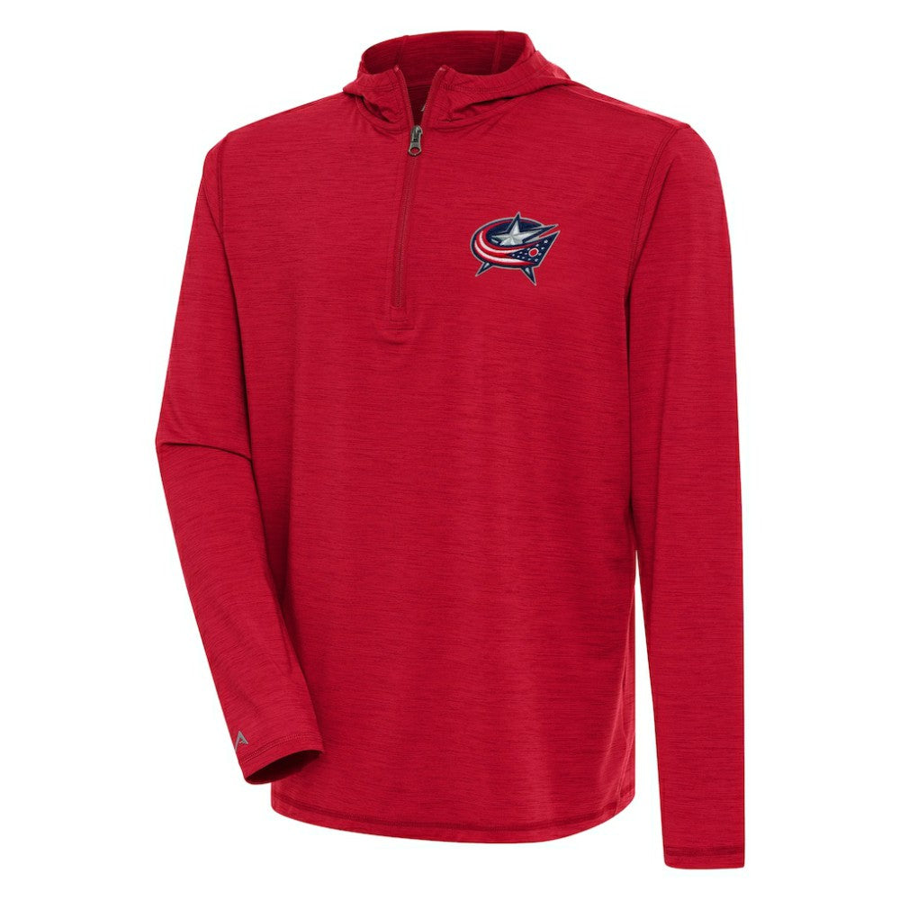 NHL Columbus Blue Jackets Antigua Tidy Quarter-Zip Pullover Hoodie - Heather Red