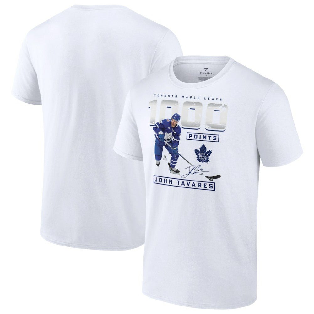 NHL John Tavares Toronto Maple Leafs 1,000 Career Points T-Shirt - White
