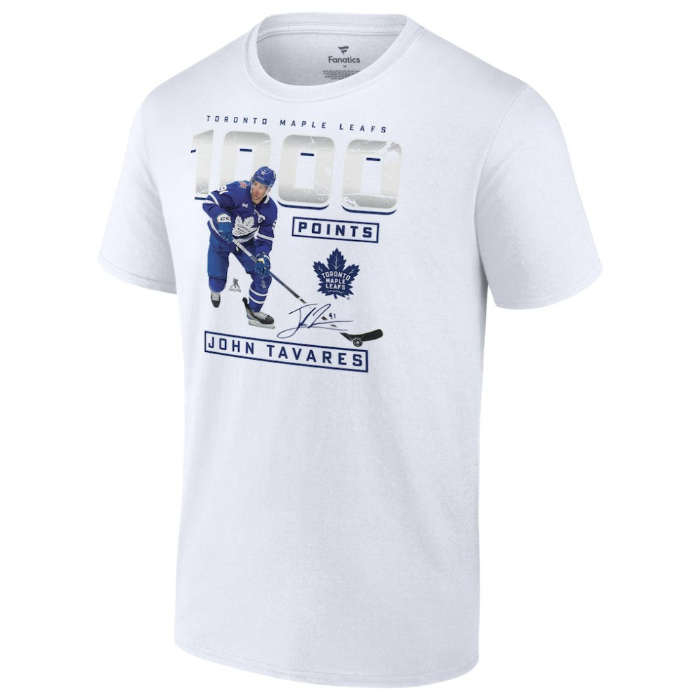 NHL John Tavares Toronto Maple Leafs 1,000 Career Points T-Shirt - White