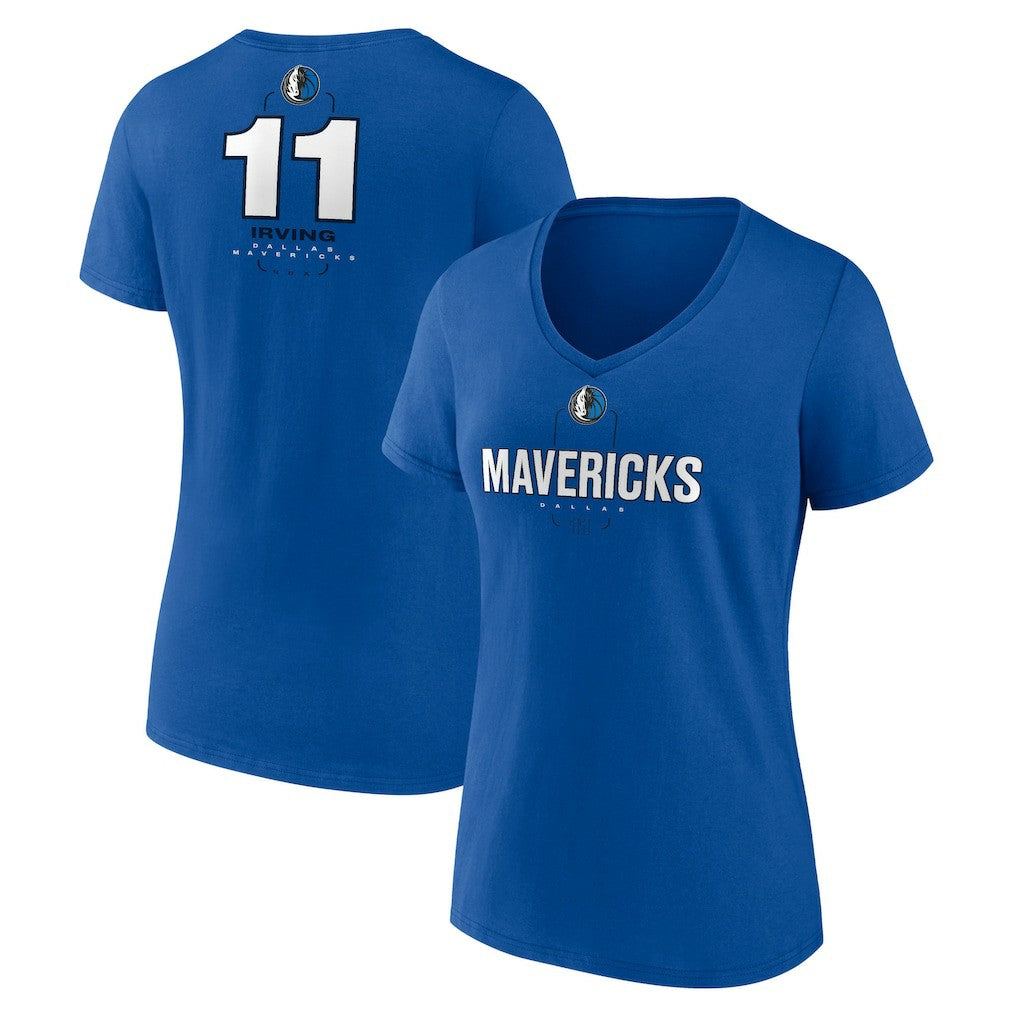 Kyrie Irving Dallas Mavericks Women's Behind The Back Name & Number V-Neck T-Shirt Blue