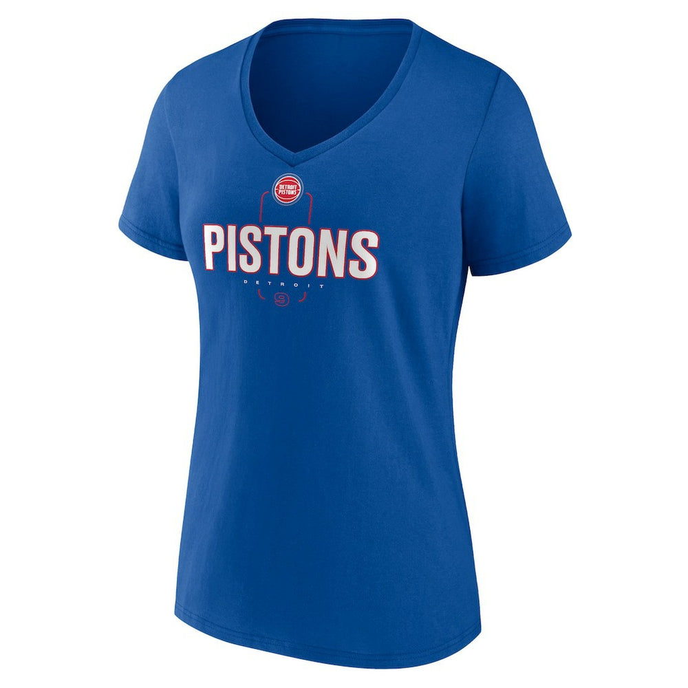 Ausar Thompson Detroit Pistons Women's Behind The Back Name & Number V-Neck T-Shirt Blue