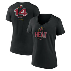 Tyler Herro Miami Heat Women's Behind The Back Name & Number V-Neck T-Shirt Black