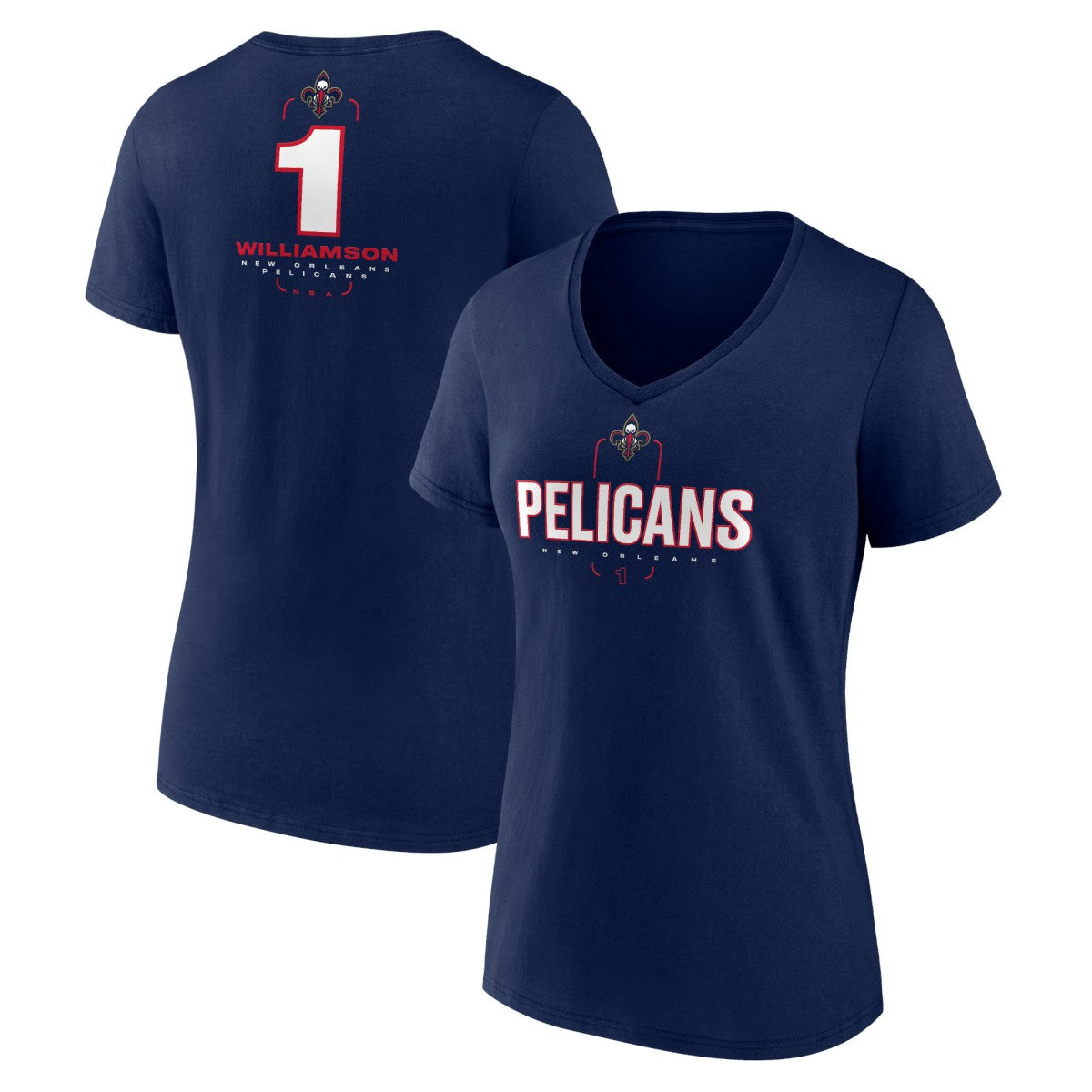 Zion Williamson New Orleans Pelicans Women's Behind The Back Name & Number V-Neck T-Shirt Navy
