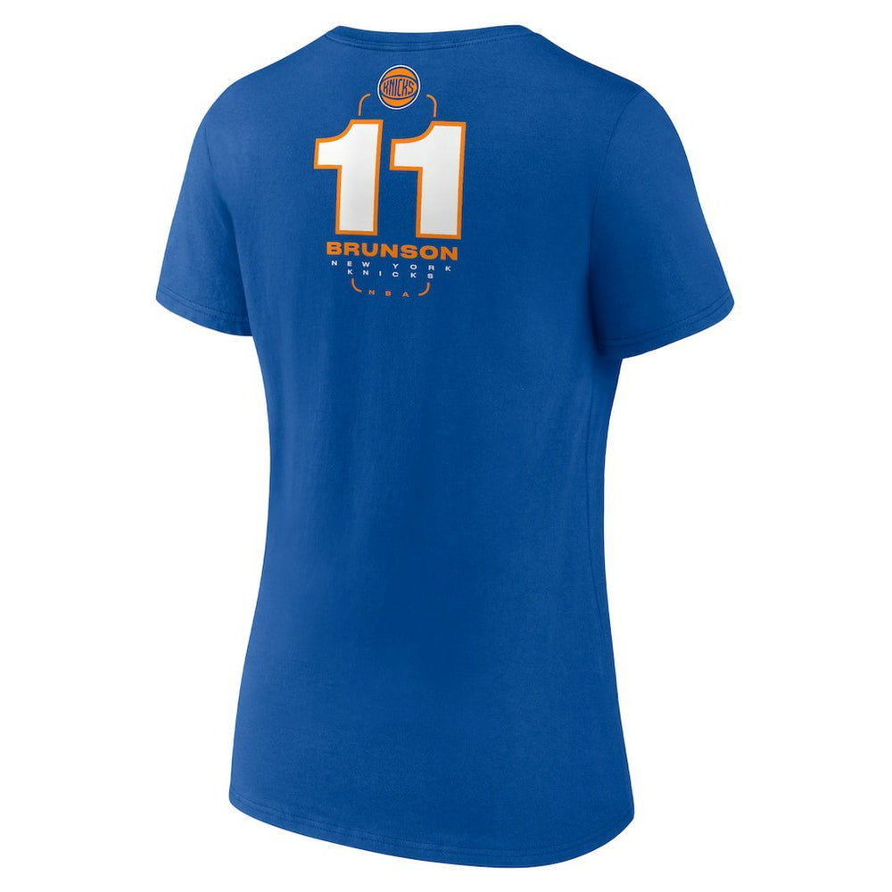Jalen Brunson New York Knicks Women's Behind The Back Name & Number V-Neck T-Shirt Royal