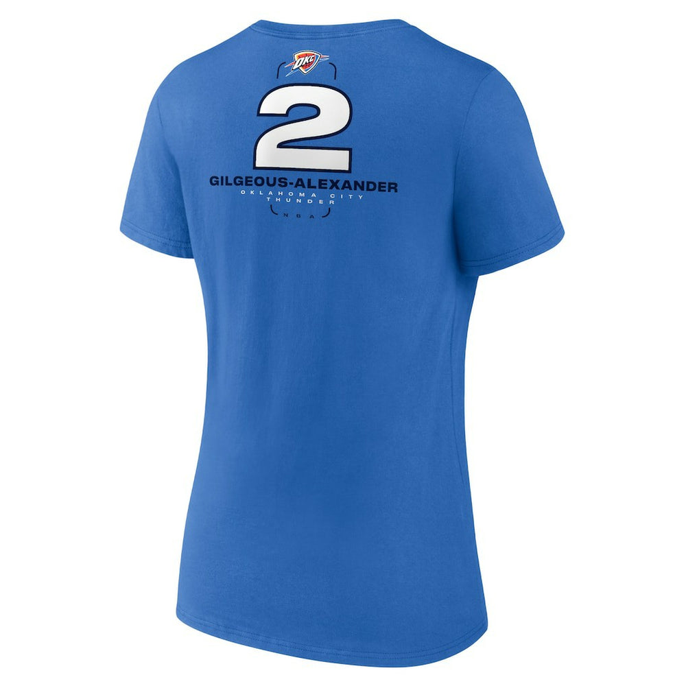 Shai Gilgeous-Alexander Oklahoma City Thunder Women's Behind The Back Name & Number V-Neck T-Shirt Blue