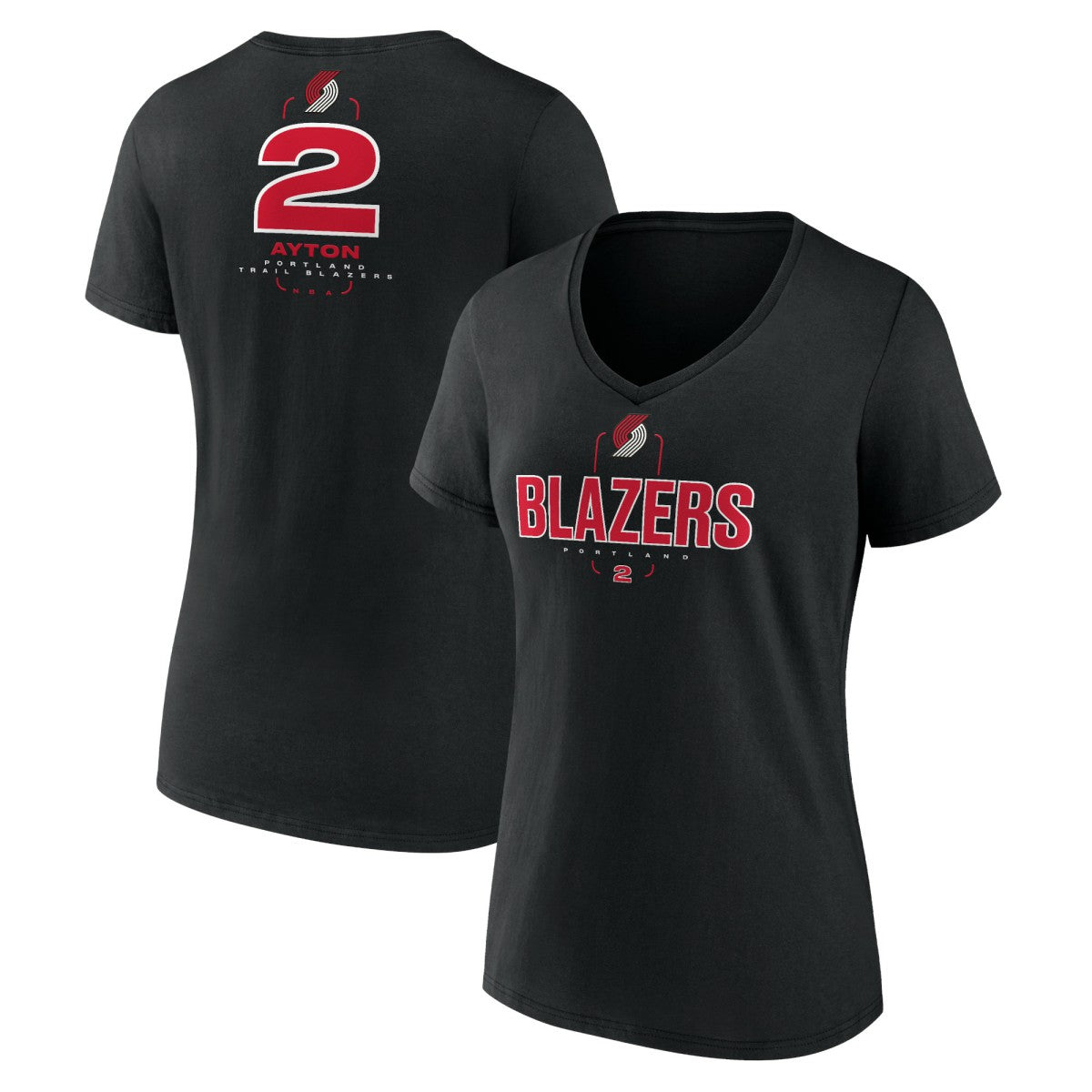 Deandre Ayton Portland Trail Blazers Women's Behind The Back Name & Number V-Neck T-Shirt Black