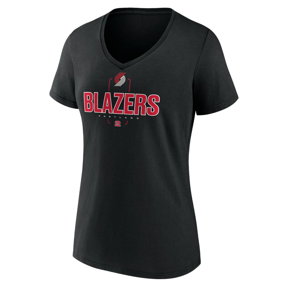 Deandre Ayton Portland Trail Blazers Women's Behind The Back Name & Number V-Neck T-Shirt Black
