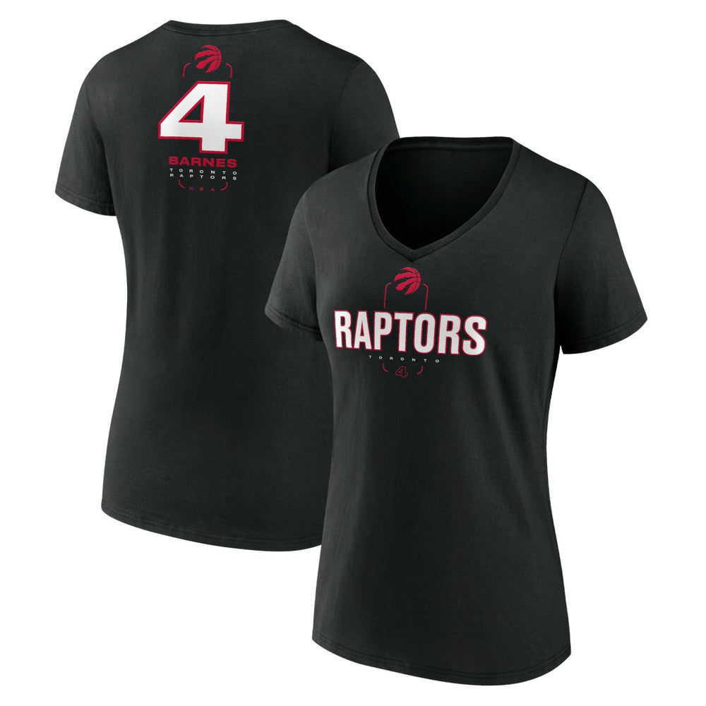 Scottie Barnes Toronto Raptors Women's Behind The Back Name & Number V-Neck T-Shirt Black