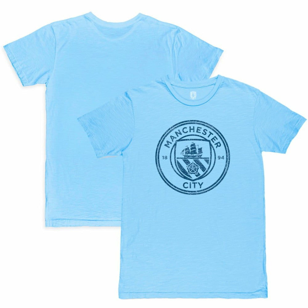 Manchester City 1863FC Mono Crest Slub T-Shirt Sky Blue shop