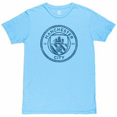 Manchester City 1863FC Mono Crest Slub T-Shirt Sky Blue shop