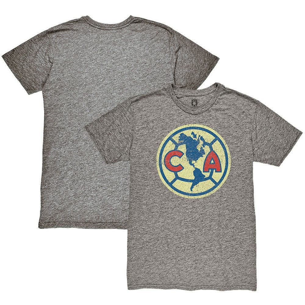 Club America 1863FC Color Crest Twisted Tri-Blend Slub T-Shirt Heather Gray
