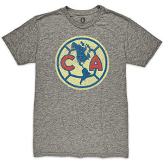 Club America 1863FC Color Crest Twisted Tri-Blend Slub T-Shirt Heather Gray
