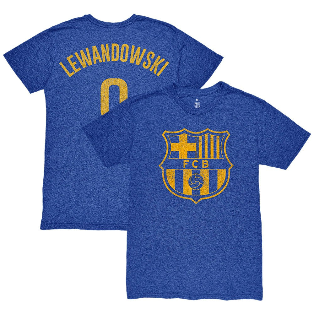 Robert Lewandowski Barcelona 1863FC Player Name & Number Twisted Tri-Blend Slub T-Shirt Heather Royal shop