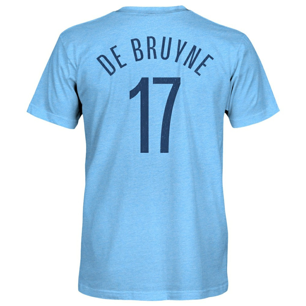Kevin De Bruyne Manchester City 1863FC Player Name & Number Twisted Tri-Blend Slub T-Shirt Sky Blue