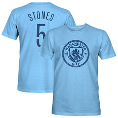 John Stones Manchester City 1863FC Player Name & Number Twisted Tri-Blend Slub T-Shirt Sky Blue