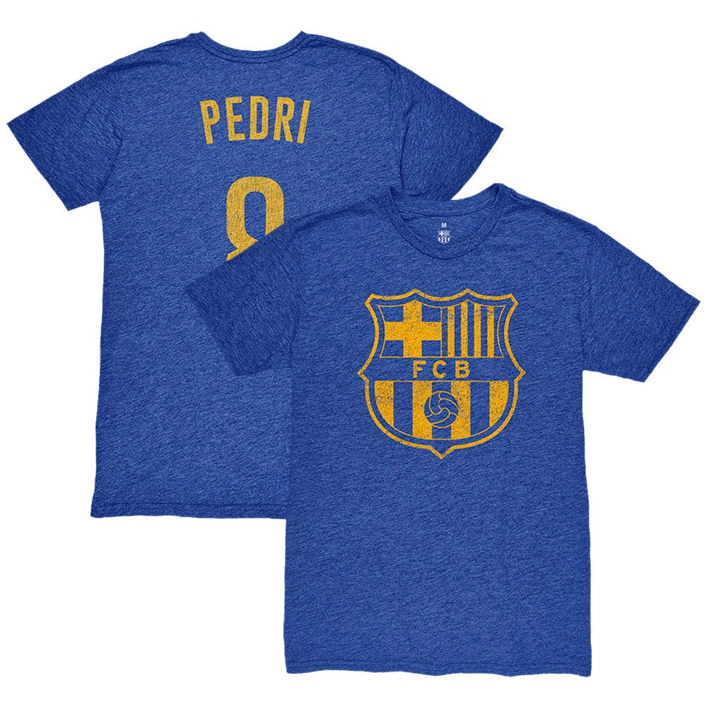 Pedri Barcelona 1863FC Player Name & Number Twisted Tri-Blend Slub T-Shirt Heather Royal