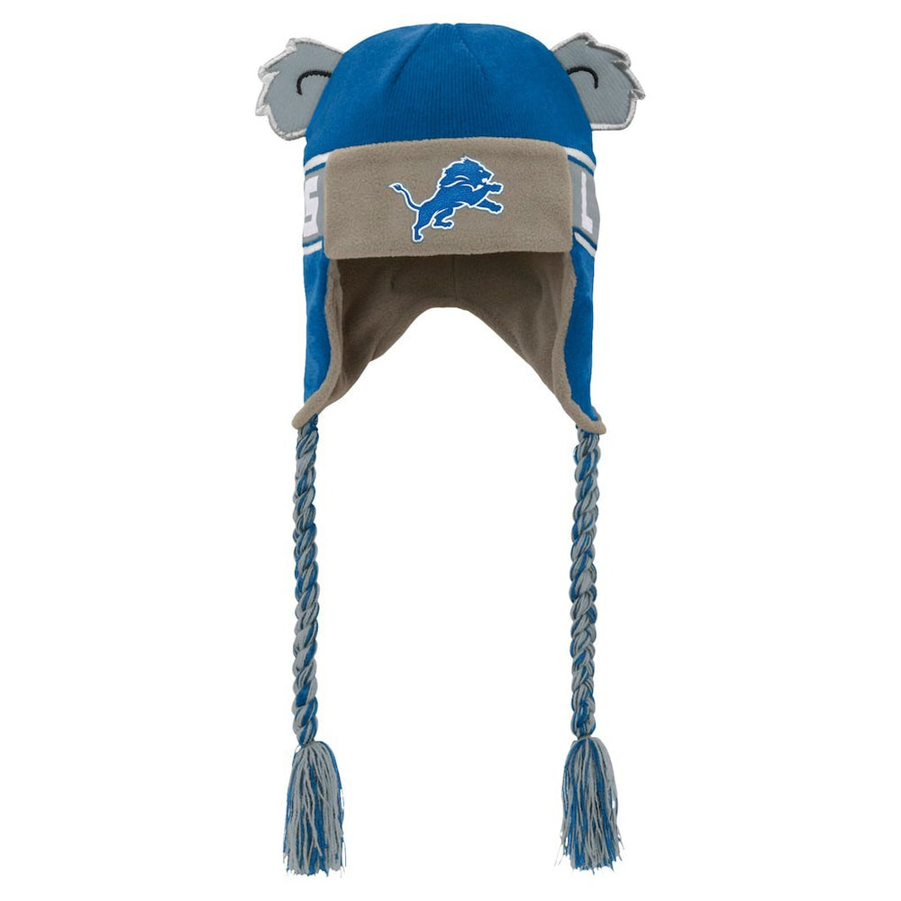 Detroit Lions Youth Wordmark Ears Trooper Knit Hat Blue