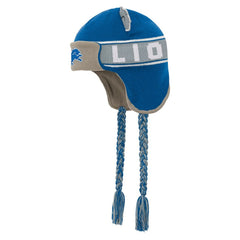 Detroit Lions Youth Wordmark Ears Trooper Knit Hat Blue