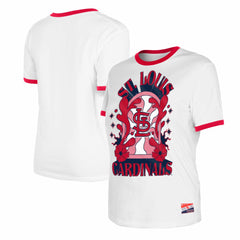 St. Louis Cardinals New Era Women's Oversized Ringer T-Shirt - White T-shirts