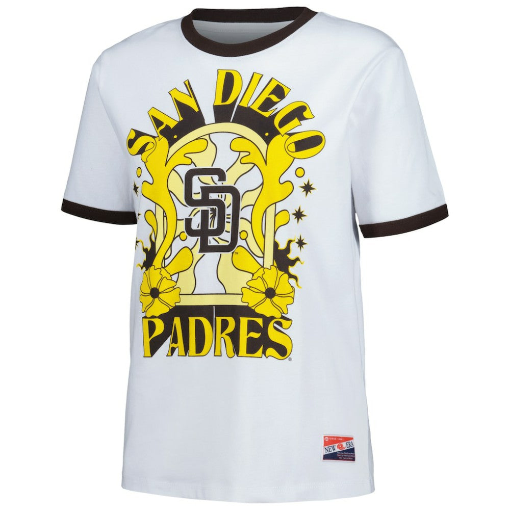 San Diego Padres New Era Women's Oversized Ringer T-Shirt - White T-shirts