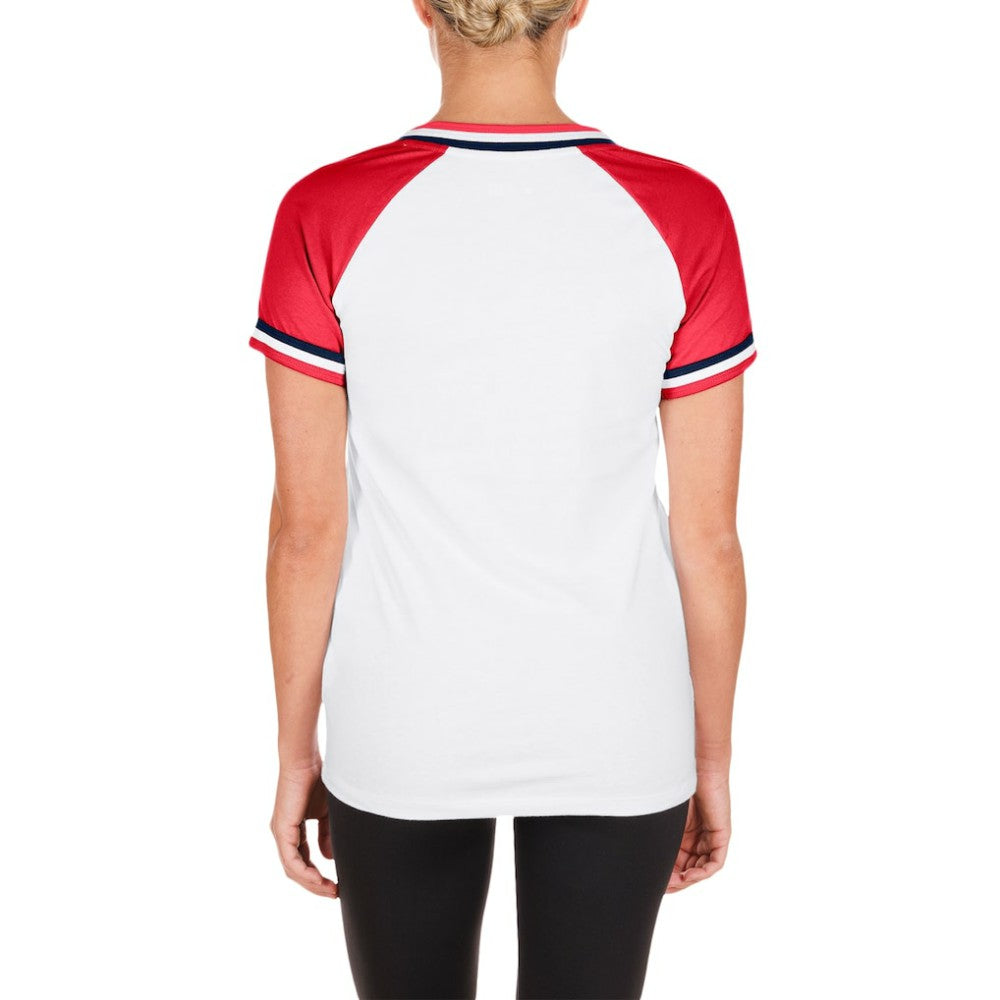 St. Louis Cardinals New Era Women's Jersey Double Binding Raglan V-Neck T-Shirt - White Jerseys