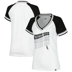 Chicago White Sox New Era Women's Jersey Double Binding Raglan V-Neck T-Shirt - White Jerseys