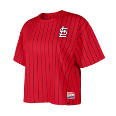 St. Louis Cardinals New Era Women's Boxy Pinstripe T-Shirt - Red T-shirts