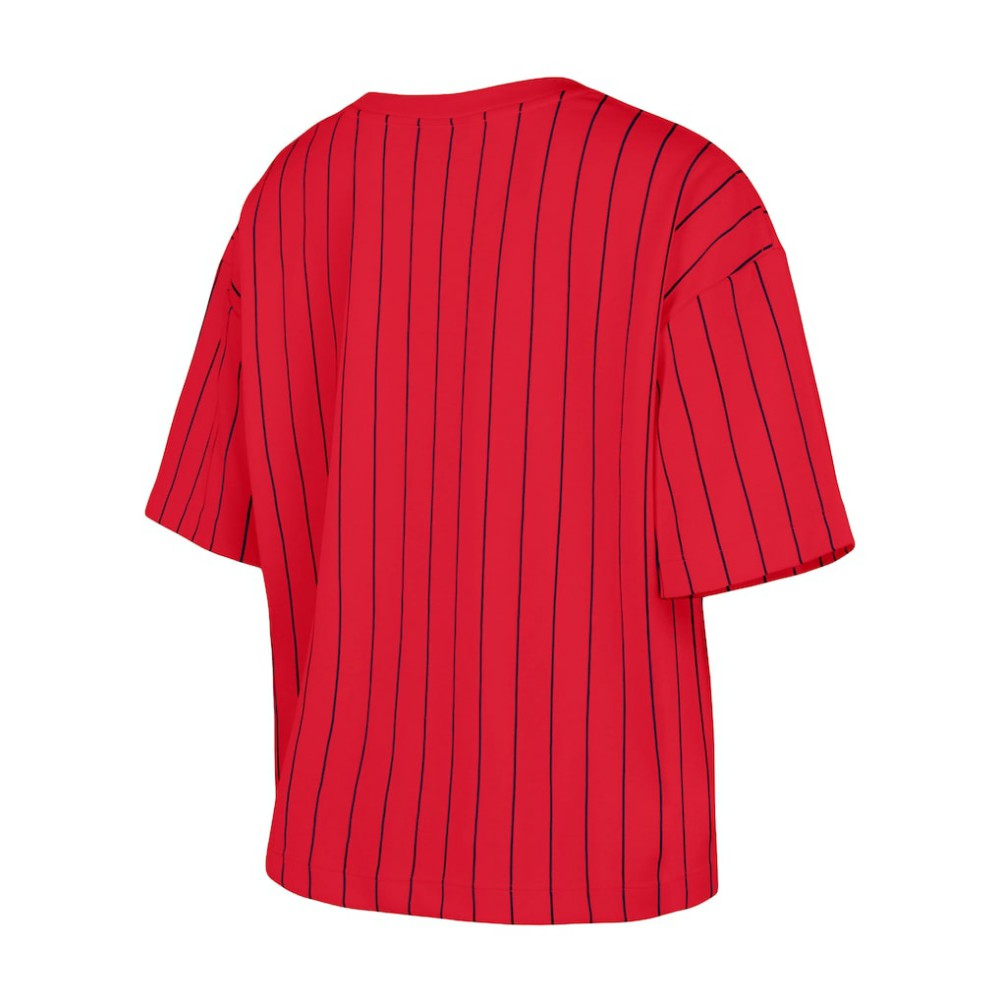 St. Louis Cardinals New Era Women's Boxy Pinstripe T-Shirt - Red T-shirts
