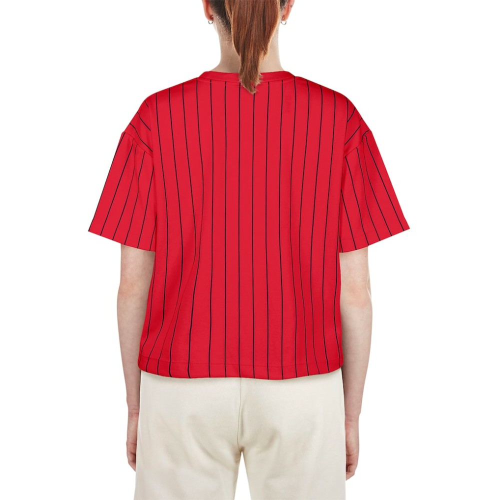 St. Louis Cardinals New Era Women's Boxy Pinstripe T-Shirt - Red T-shirts