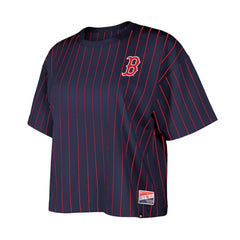 Boston Red Sox New Era Women's Boxy Pinstripe T-Shirt - Navy T-shirts