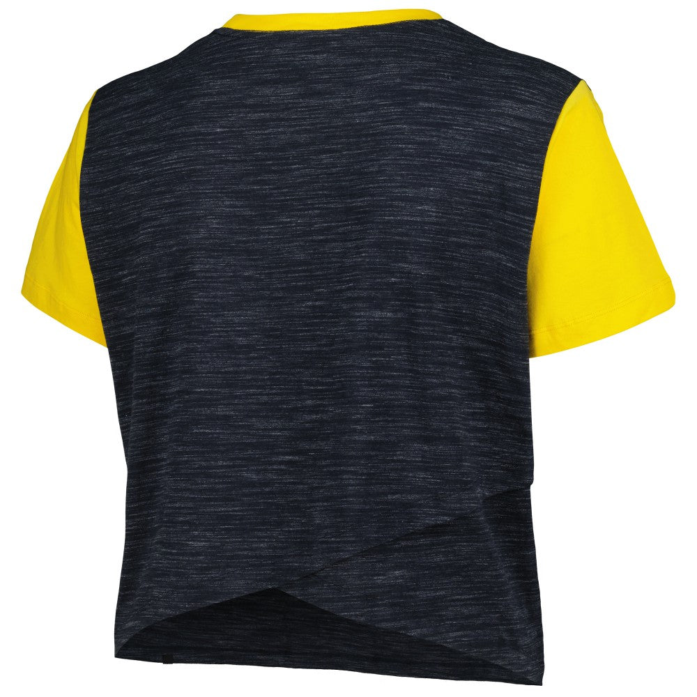 Milwaukee Brewers New Era Women's Plus Size Crossover Back Cropped T-Shirt - Navy T-shirts