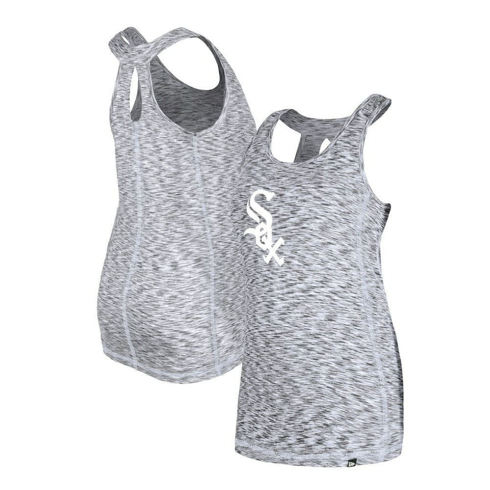 Chicago White Sox New Era Women's Space Dye Keyhole Back Tank Top - Black Tanks