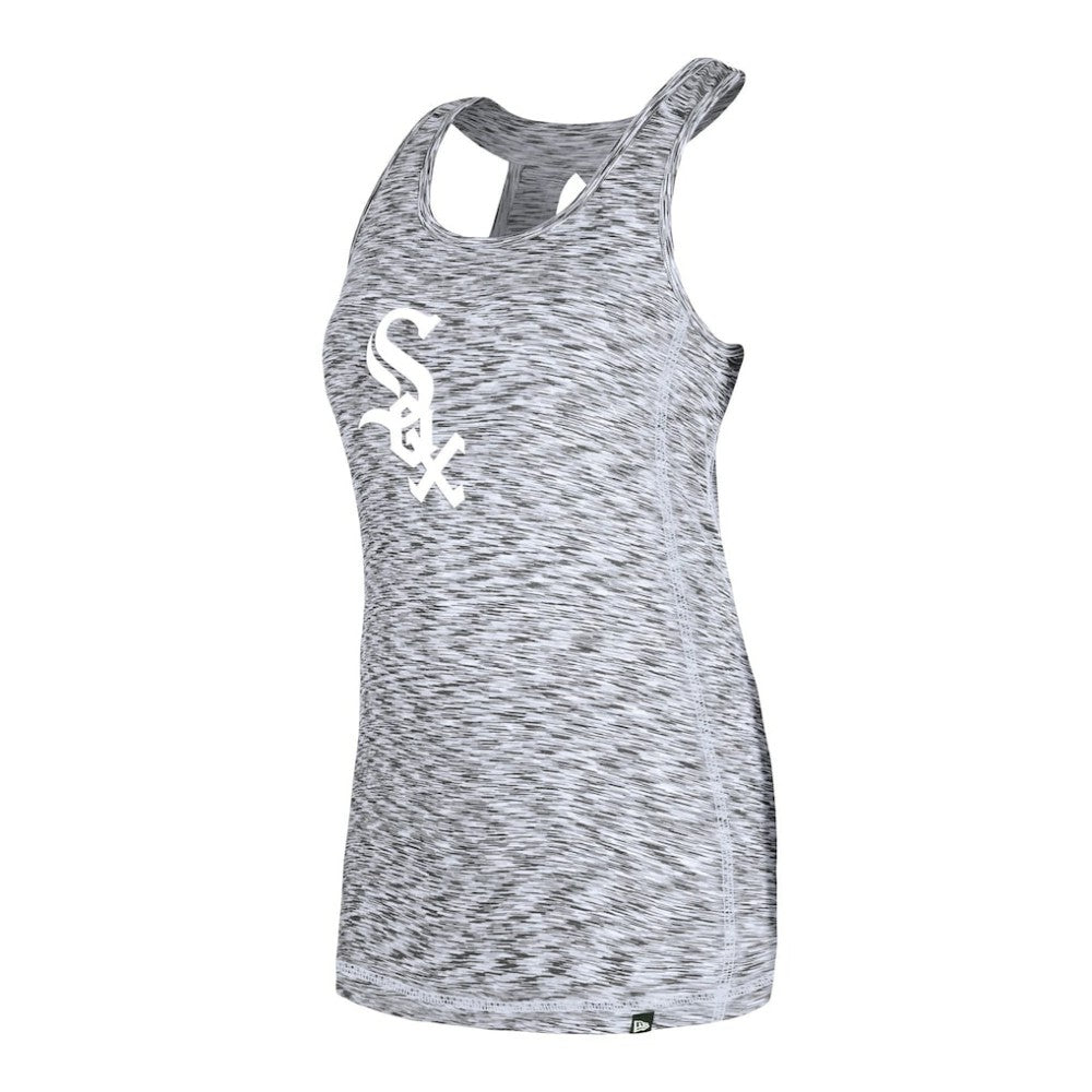 Chicago White Sox New Era Women's Space Dye Keyhole Back Tank Top - Black Tanks