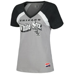 Chicago White Sox New Era Women's Heathered Raglan V-Neck T-Shirt - Gray T-shirts