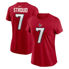 C.J. Stroud Houston Texans Women's Player Name & Number T-Shirt Red