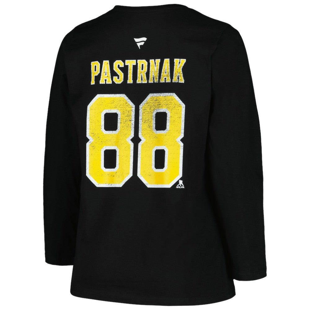 NHL Boston Bruins Profile Women's Plus Size Distressed Printed Name & Number Long Sleeve T-Shirt - Black