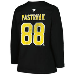 NHL Boston Bruins Profile Women's Plus Size Distressed Printed Name & Number Long Sleeve T-Shirt - Black
