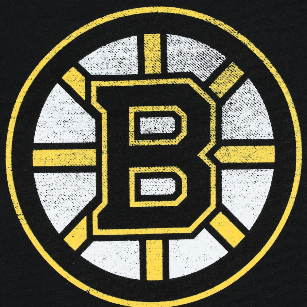 NHL Boston Bruins Profile Women's Plus Size Distressed Printed Name & Number Long Sleeve T-Shirt - Black