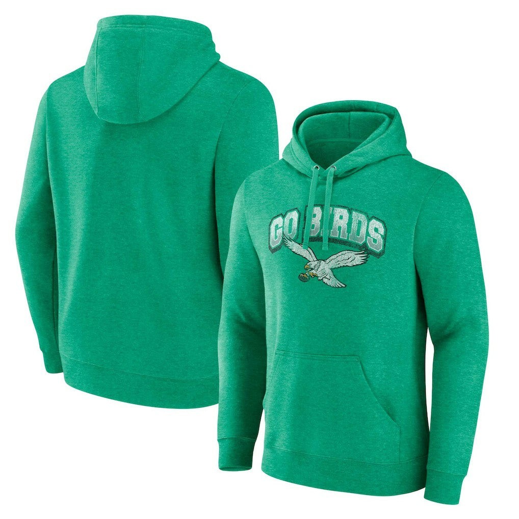 Philadelphia Eagles Gridiron Classics Go Birds Vintage Arch Pullover Hoodie Kelly Green