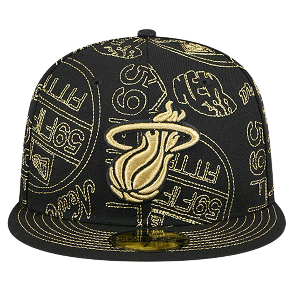 Miami Heat 59FIFTY Day Allover Print Stencil Fitted Hat Black