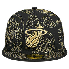 Miami Heat 59FIFTY Day Allover Print Stencil Fitted Hat Black