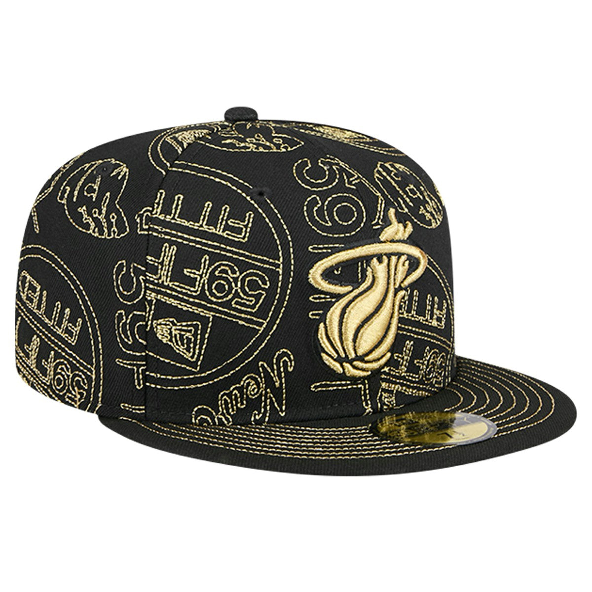 Miami Heat 59FIFTY Day Allover Print Stencil Fitted Hat Black