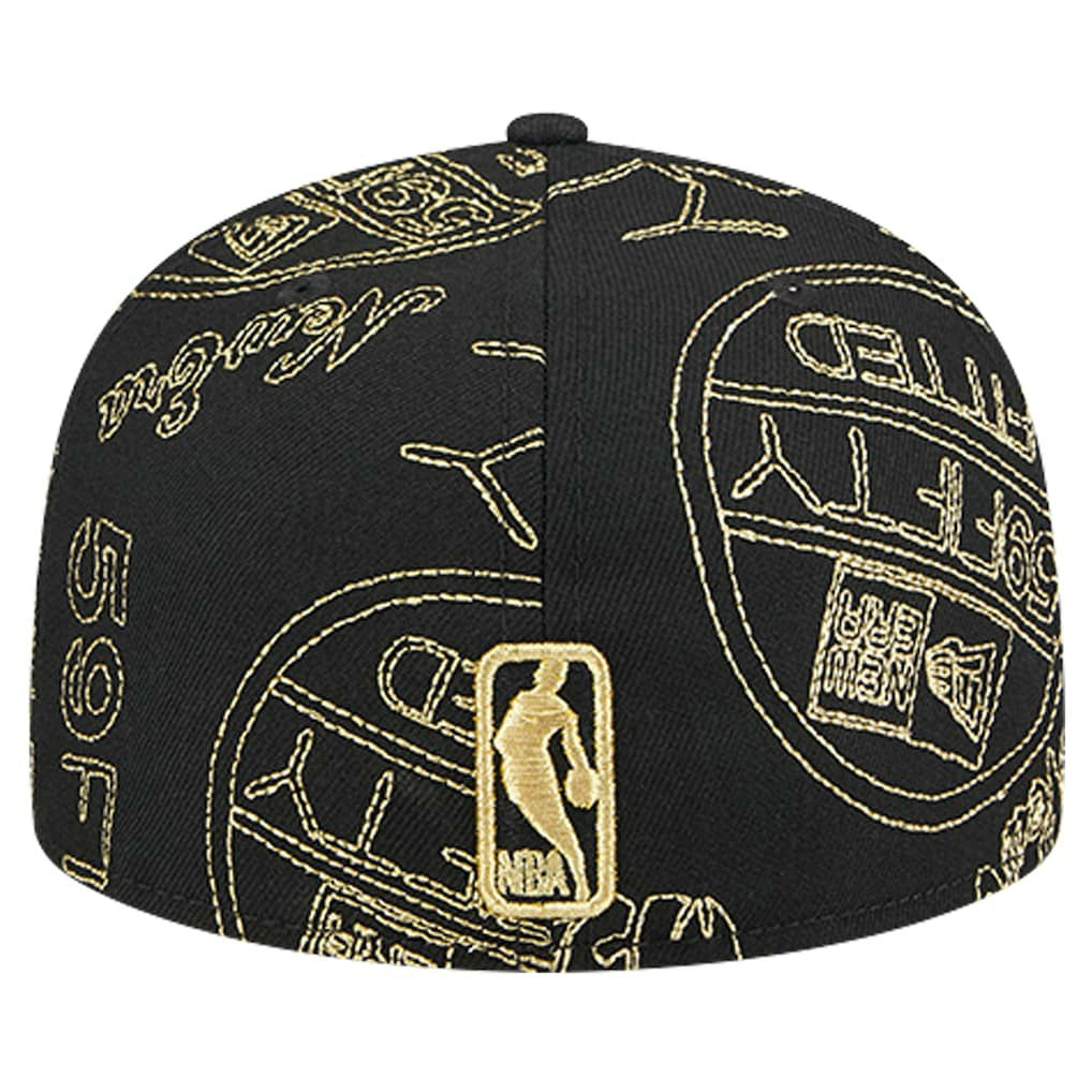 Philadelphia 76ers 59FIFTY Day Allover Print Stencil Fitted Hat Black